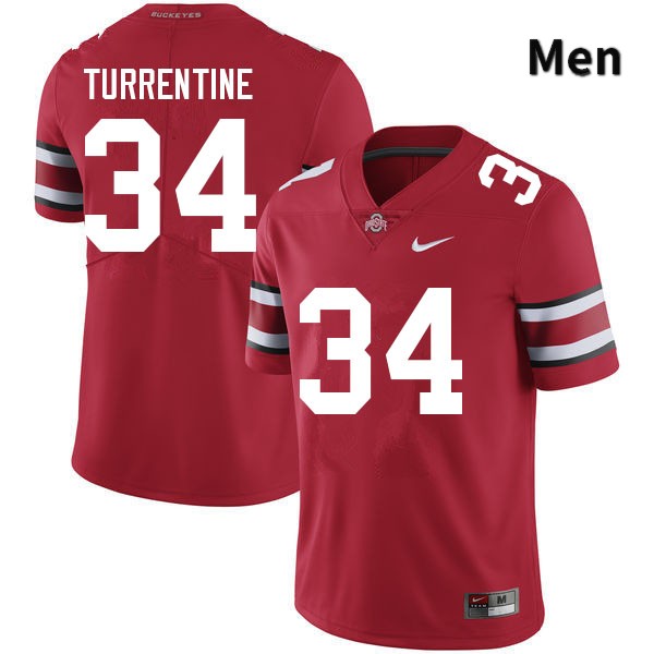 Ohio State Buckeyes Andre Turrentine Men's #34 Red Authentic Stitched College Football Jersey